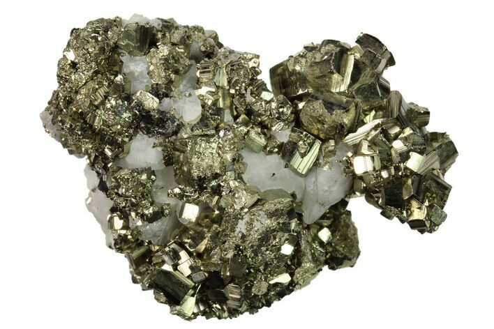 Cubic Pyrite Crystal Cluster with Sphalerite & Calcite - Peru #167710